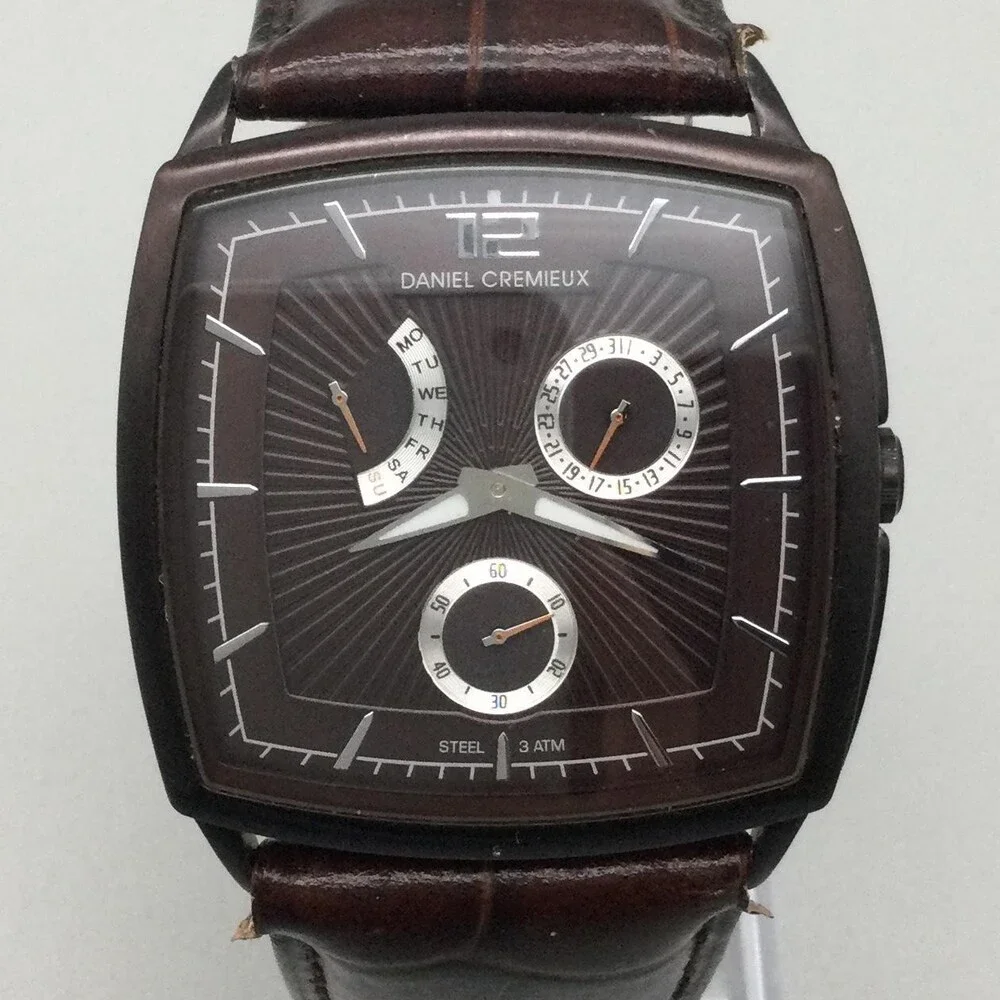 Daniel Cremieux Mens Watch 38mm Brown Dial Brown Leather V-101D V-LDLD